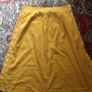 Yellow Madewell side button midi skirt